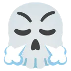 face with steam from nose + skull