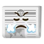 face with steam from nose + newspaper