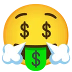 face with steam from nose + money-mouth face