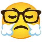face with steam from nose + nerd face