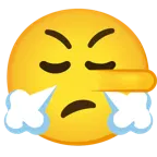face with steam from nose + lying face
