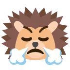 face with steam from nose + hedgehog