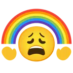 erschöpftes Gesicht + Regenbogen