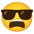 erschöpftes Gesicht + lächelndes Gesicht mit Sonnenbrille
