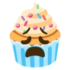 erschöpftes Gesicht + Cupcake