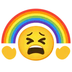 müdes Gesicht + Regenbogen