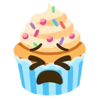 müdes Gesicht + Cupcake