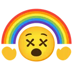 benommenes Gesicht + Regenbogen