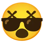 benommenes Gesicht + lächelndes Gesicht mit Sonnenbrille