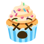 benommenes Gesicht + Cupcake