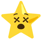 benommenes Gesicht + weißer mittelgroßer Stern