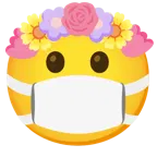 cara con mascarilla médica + tulipán