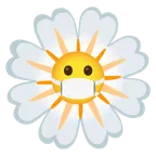 cara con mascarilla médica + flor