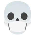 cara con mascarilla médica + calavera