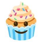 hafifçe gülümseyen yüz + cupcake