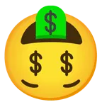 cara al revés + cara con lengua de dinero