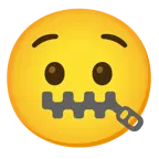 zipper-mouth face + anguished face