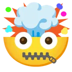 zipper-mouth face + exploding head