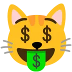 Gesicht mit Dollarzeichen + Katzengesicht