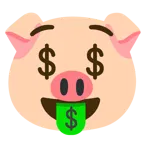 Gesicht mit Dollarzeichen + Schweinegesicht