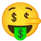 Gesicht mit Dollarzeichen + lügendes Gesicht