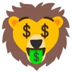 Gesicht mit Dollarzeichen + Löwe