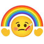 Gesicht mit Fieberthermometer + Regenbogen