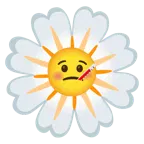 Gesicht mit Fieberthermometer + gelbe Blüte