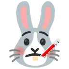 Gesicht mit Fieberthermometer + Hasengesicht