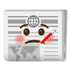 Gesicht mit Fieberthermometer + Zeitung