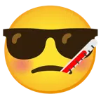Gesicht mit Fieberthermometer + lächelndes Gesicht mit Sonnenbrille