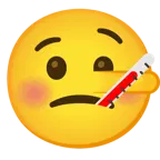 Gesicht mit Fieberthermometer + lügendes Gesicht
