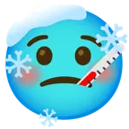 Gesicht mit Fieberthermometer + frierendes Gesicht