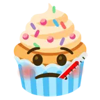 Gesicht mit Fieberthermometer + Cupcake