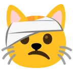 cara con la cabeza vendada + cara de gato