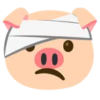 cara con la cabeza vendada + cara de cerdo
