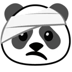 cara con la cabeza vendada + panda
