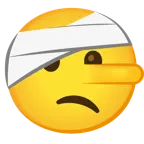 Gesicht mit Kopfverband + lügendes Gesicht