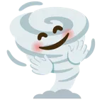smiling face with open hands + tornado