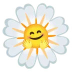 cara con manos abrazando + flor