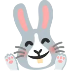 smiling face with open hands + rabbit face
