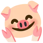 smiling face with open hands + pig face