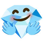 smiling face with open hands + gem stone