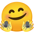 smiling face with open hands + spider