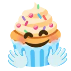 smiling face with open hands + cupcake