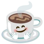 smiling face with open hands + hot beverage