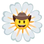 Gesicht mit Cowboyhut + gelbe Blüte