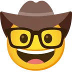 cara con sombrero de vaquero + cara de empollón