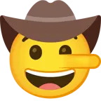 cara con sombrero de vaquero + cara de mentiroso