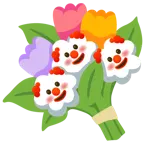 cara de payaso + ramo de flores
